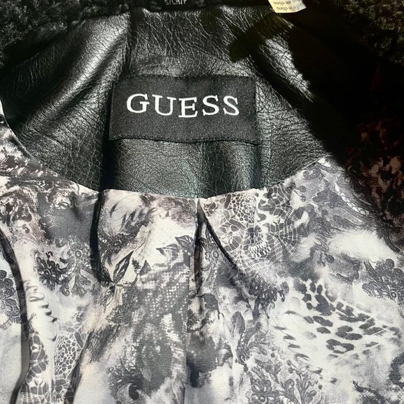 GUESS Black Faux Leather & Suede Jacket Sz S euc - Picture 7 of 8